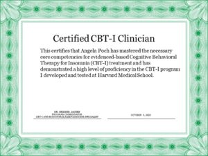 Certified CBT-I Clinician (by Dr. Gregg Jacobs)